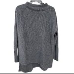 Nordstrom Signature 100% cashmere Charcoal Cowl Neck Sweater asymmetrical size M